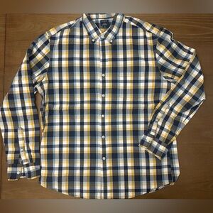 J. Crew Men's Plaid Button-Down Shirt - Blue, Yellow & White